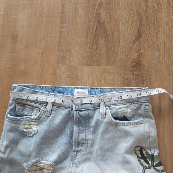 Hudson Jeans Riley Crop Relaxed Straight, Distressed with Butterfly Embroidery - Picture 5 of 8